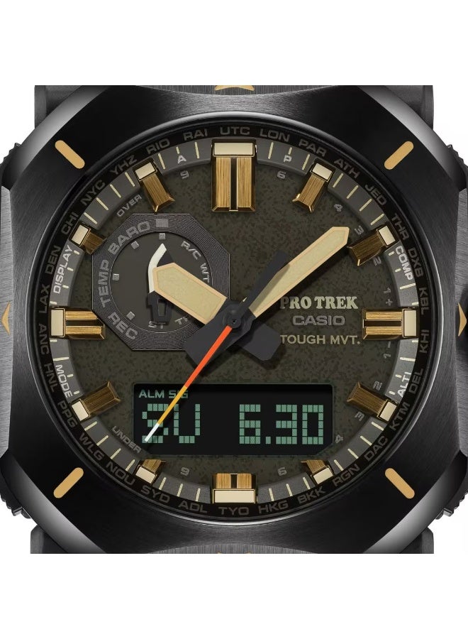 كاسيو Pro Trek Solar Analog-Digital Men’s Watch PRW-6900Y-3PR, 49.6 mm Green Dial, Green Resin Band, 100 m WR - Image 4